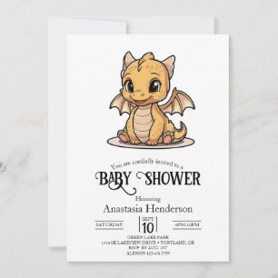 Invitación Baby Shower Digital Dragon moderno y único