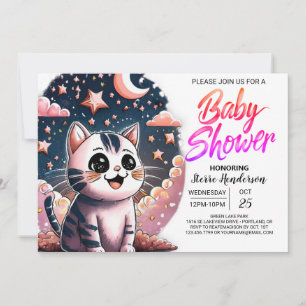 Invitación Baby Shower digital Girly Cat