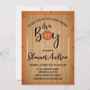 Invitación Baby Shower Digital Personal Basketball Sports