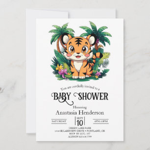 Invitación Baby Shower digital simple de tigres de bonito
