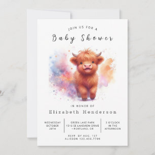 Invitación Baby Shower Digital Whimsical Fun Cow