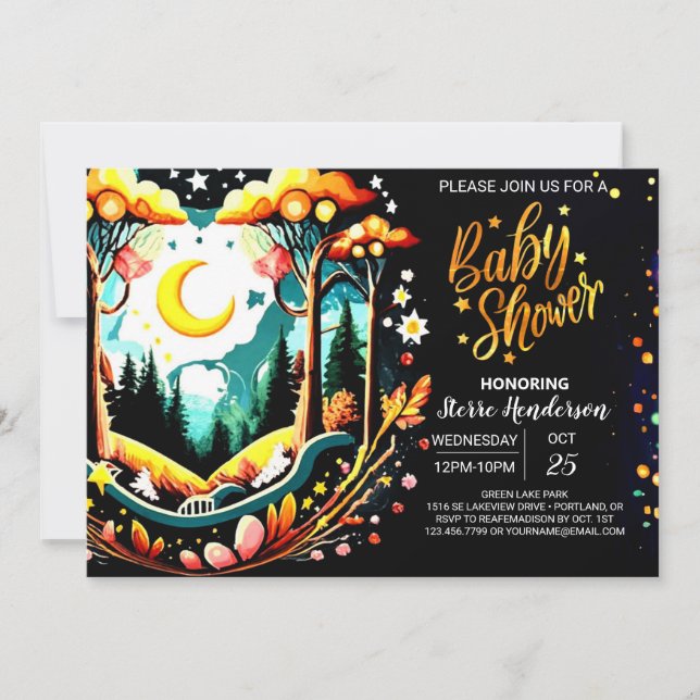 Invitación Baby Shower Digital Woodland Forest (Anverso)