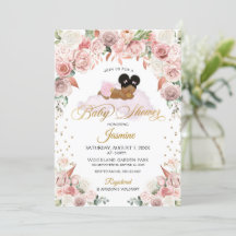 Baby Shower dormido con flores rosadas