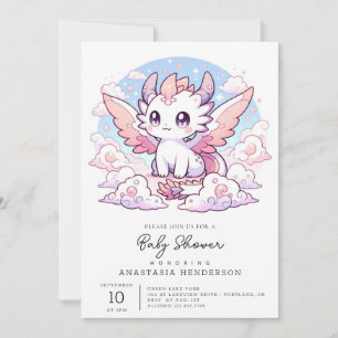 Invitación Baby Shower Dragón dulce encantado