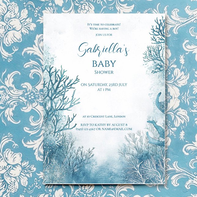 Invitación Baby Shower Dreamy Blue Under Sea (Subido por el creador)