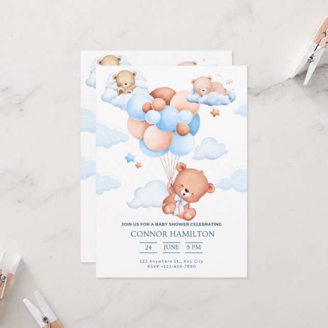 Invitación Baby Shower Dreamy Clouds Aesthetic (Anverso/Reverso In Situ)