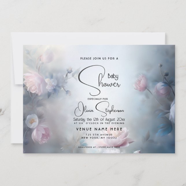 Invitación Baby Shower- Dreamy Ethereal Floral (Anverso)