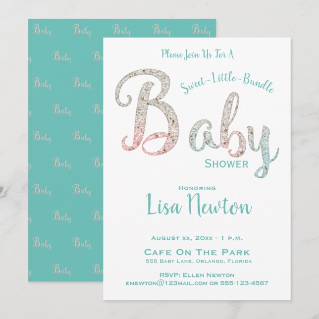 Invitación Baby Shower, ducha de Recién nacido, (Anverso / Reverso)