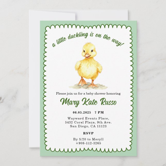 Invitación Baby Shower duckling (Anverso)
