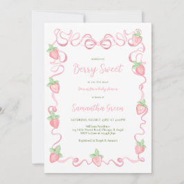 Invitación Baby Shower dulce Berry de color rosa