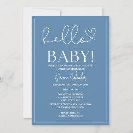 Invitación Baby Shower Dusty Blue simple