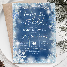 Invitación Baby Shower Dusty Blue & White Winter11