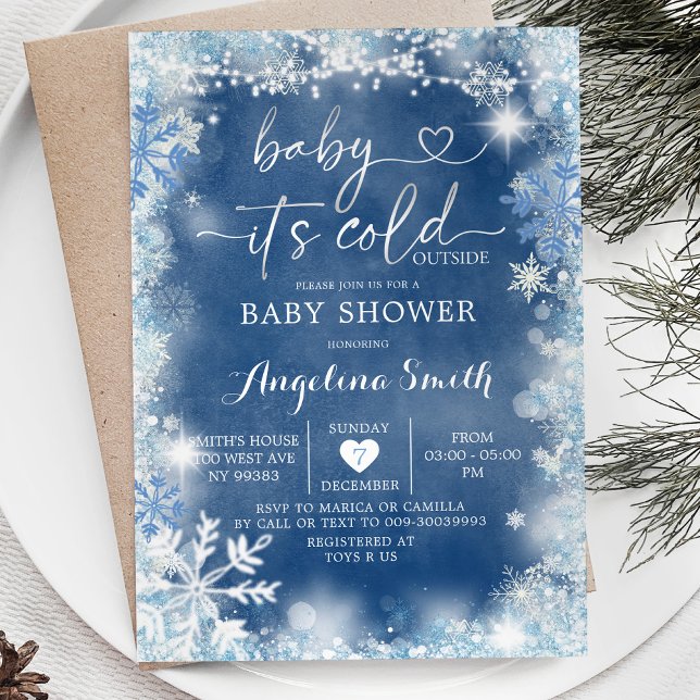 Invitación Baby Shower Dusty Blue & White Winter11 (Subido por el creador)