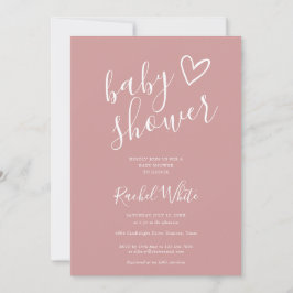 Invitación Baby Shower Dusty Rosa Pink Baby Girl