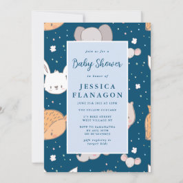 Invitación Baby Shower editable Animal Safari Jungle Blue