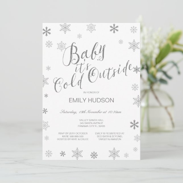 Invitación Baby Shower Editable Baby It's Cold Outside  (Anverso de pie)
