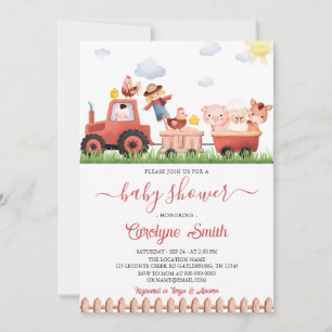 Invitación Baby Shower Editable Barnyard Farm Animals