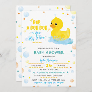 Invitación Baby Shower editable Boy Rubber Duck