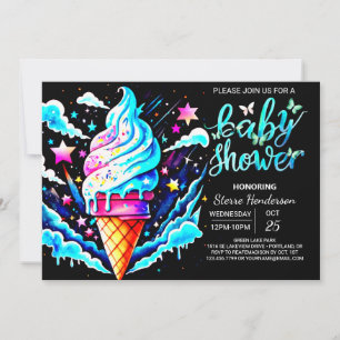 Invitación Baby Shower Editable Cone Ice Cream Boy