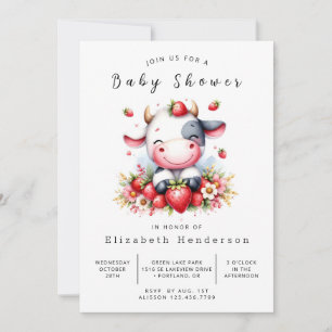 Invitación Baby Shower editable de la vaca de la granja