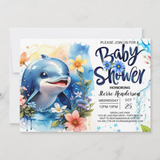 Invitación Baby Shower Editable Dolphin Boy