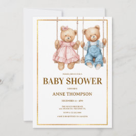 Invitación Baby Shower editable - Oso de peluche