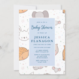 Invitación Baby Shower editable Safari Jungle Animal Blue