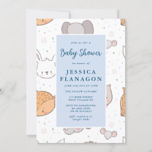 Invitación Baby Shower editable Safari Jungle Animal Blue