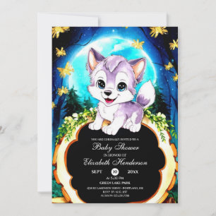 Invitación Baby Shower editable Watercolor Wolf