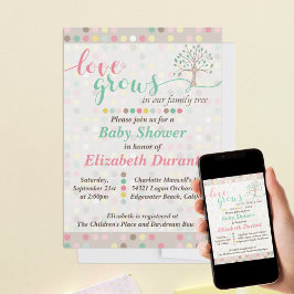 Invitación Baby Shower El Amor Crece En Nuestra Familia Árbol