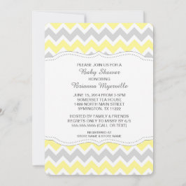 Invitación Baby Shower, el Chevron gris amarillo, invita a lo