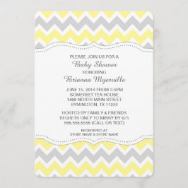 Invitación Baby Shower, el Chevron gris amarillo, invita a lo