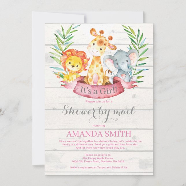 Invitación Baby Shower, el Chica ruso de la selva Safari por  (Anverso)