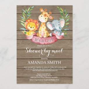 Invitación Baby Shower, el Chica ruso de la selva Safari por 