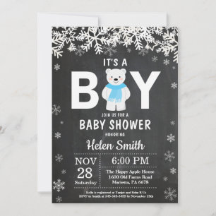 Invitación Baby Shower, el chico invernal del oso polar ruso