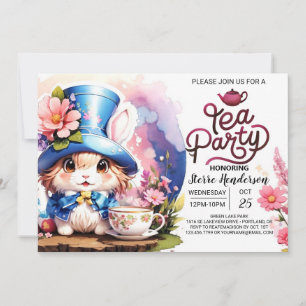 Invitación Baby Shower, el Fiesta del té de la maravilla de B