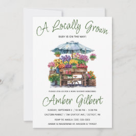 Invitación Baby Shower, el mercado de las flores de los granj