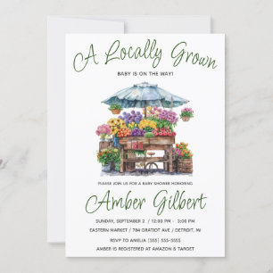 Invitación Baby Shower, el mercado de las flores de los granj