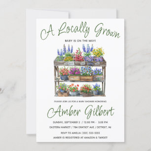 Invitación Baby Shower, el mercado de las flores de los granj