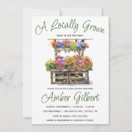 Invitación Baby Shower, el mercado de las flores de los granj