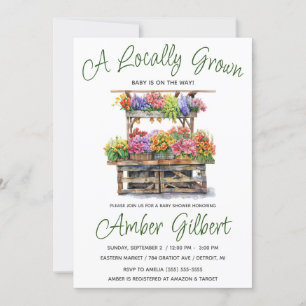 Invitación Baby Shower, el mercado de las flores de los granj