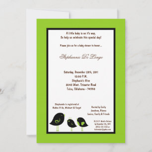 Invitación Baby Shower Electric Green Bird