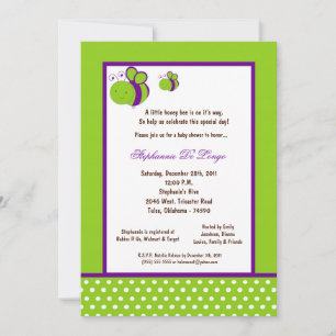 Invitación Baby Shower Electric Green Honey Bee