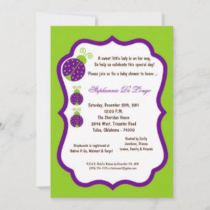 Invitación Baby Shower Electric Green Lady Bug