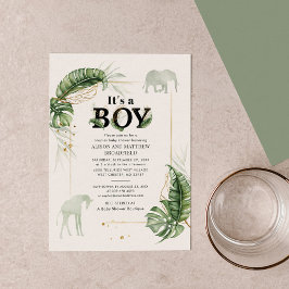 Invitación Baby Shower: Elefante de Safari Botánico Giraffe B