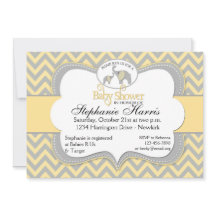 Baby Shower elefante en Chevron amarillo y gris