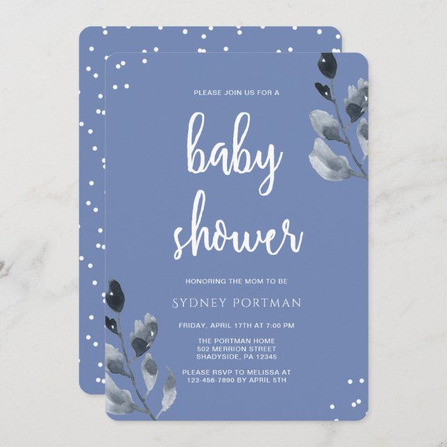 Invitación Baby Shower Elegant Botanic con Confetti (Anverso / Reverso)