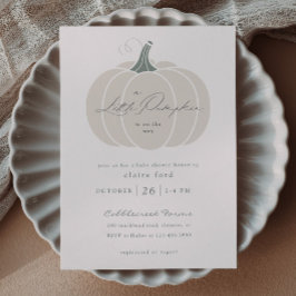 Invitación Baby Shower elegante blanco pequeño calabaza caída