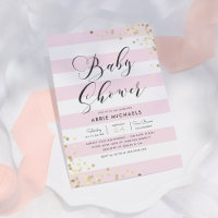 Baby Shower | Elegante Confetti de Oro y franjas r