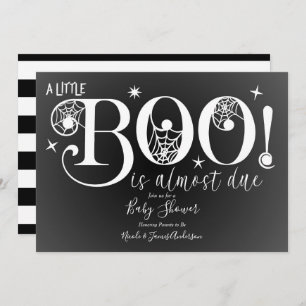 Invitación Baby Shower elegante de BOO blanco y negro